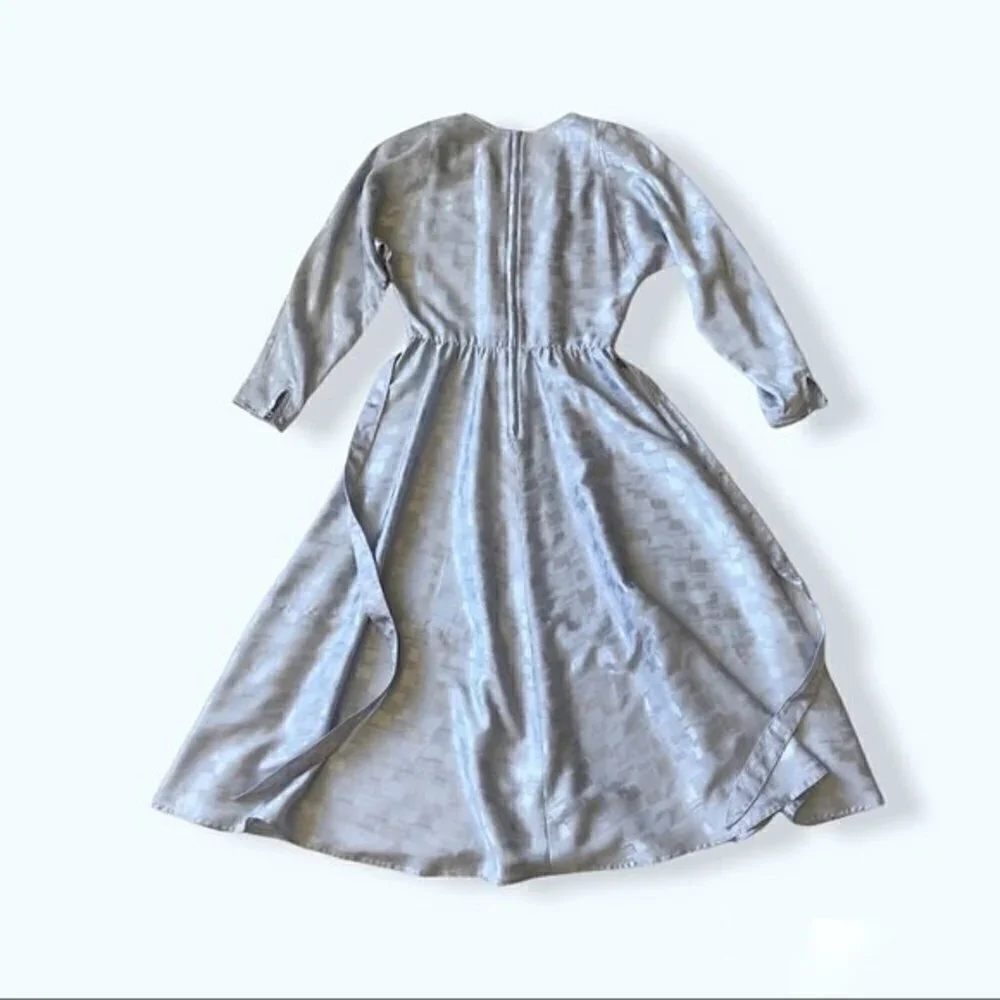 Vintage 80s Leslie Fay Jacquard Metallic Midi Dress Small - Picture 15 of 16